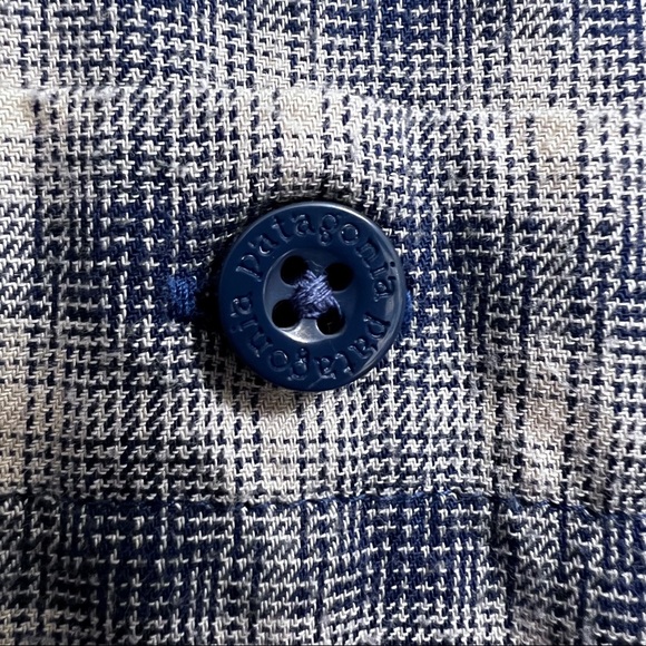 Patagonia Organic Cotton Plaid Long Sleeve Men's Medium Light Brown/Dark Blue - Picture 3 of 15